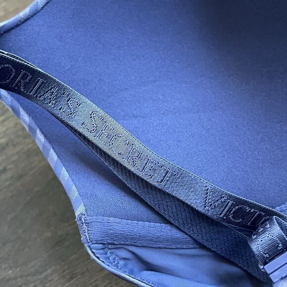 Victoria’s Secret NWT T-Shirt Push-up Bra Size 32DD Periwinkle Striped Full Cove - Picture 9 of 10